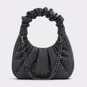 Black rhinestone mini shoulder bag with detachable chain (BRAND NEW)